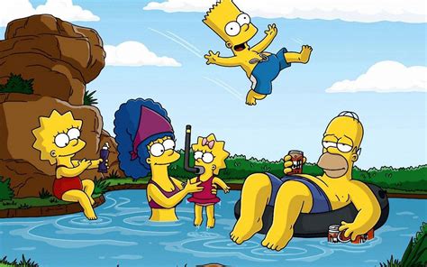 Papel De Parede Ilustração Desenho Animado Os Simpsons Homer Simpson Bart Simpson Marge