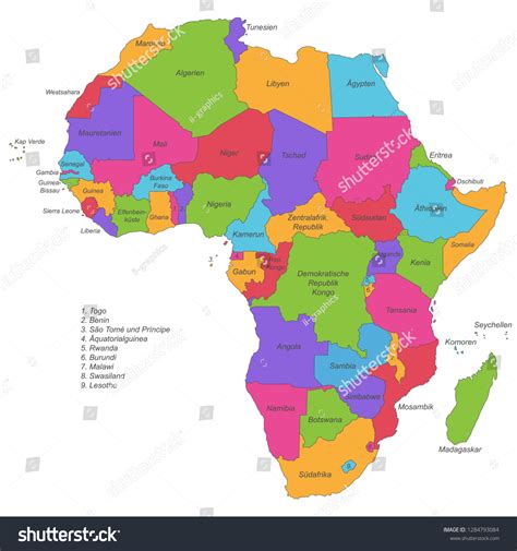 Africa Political Map Africa Stock Vector Royalty Free 1284793084