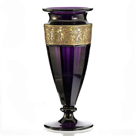 C 1910 Moser Karlsbad Amethyst Glass Vase With Amazonian Frieze Signed 475721