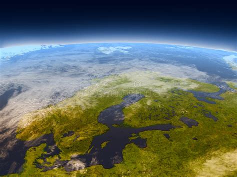 Scandinavian Peninsula From Space Stock Illustration Illustration Of