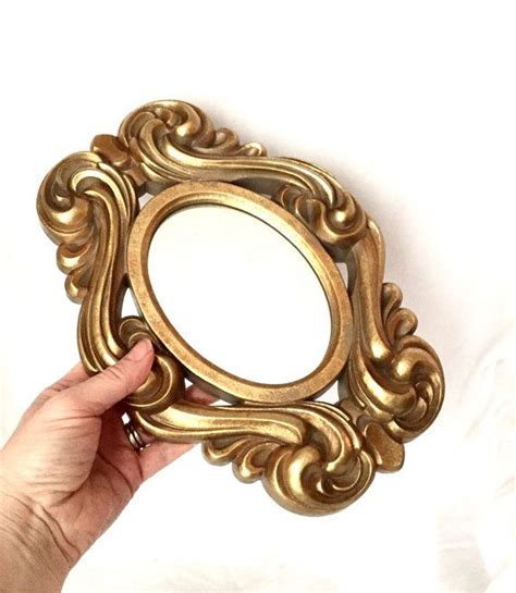 Gold Regency Mirror Lightweight Oval Scrolled Ornate Hollywood Etsy