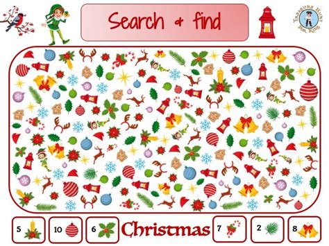 Christmas Search And Find Treasure Hunt 4 Kids Printable Activity