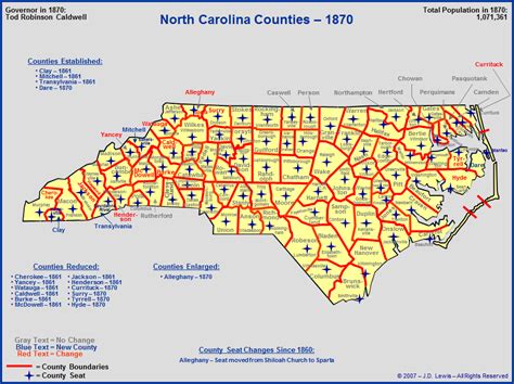 North Carolina In The 1800s The Counties As Of 1870