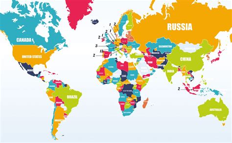 Карта мира со странами крупно на английском языке