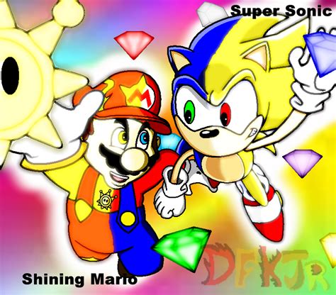 Shining Mario And Super Sonic By Dfkjr On Deviantart