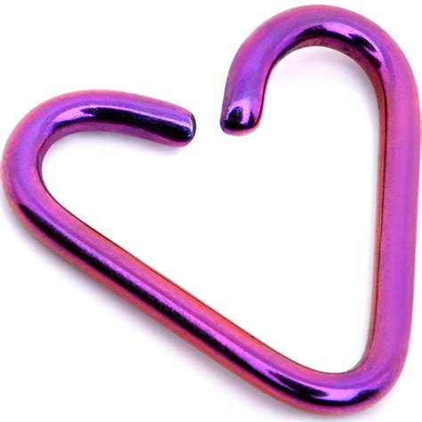 516 Annealed Purple Anodized Titanium Heart Daith Cartilage Tragus