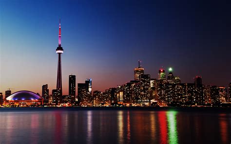 Toronto Skyline At Night Cn Tower Widescreen Wallpaper 1920x1200