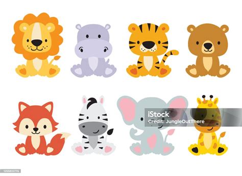 Cute Wild Safari Animals Vector Illustration Stock Illustration