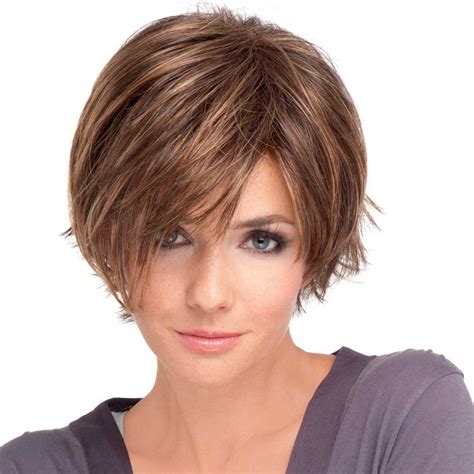 Smooth short bob hairstyle straight brown synthetic hair lace front cap women wigs 10 inches. Party wig (shown in colour Hazelnut Mix) | Bob hairstyles ...
