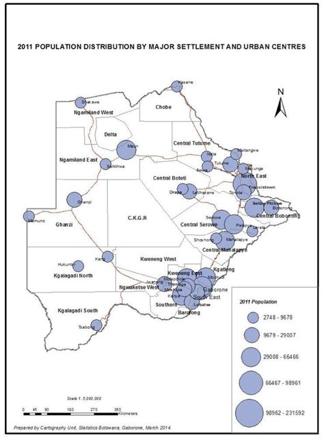 Population Distribution Centres In Botswana As Recorded In The 2011 Download Scientific Diagram