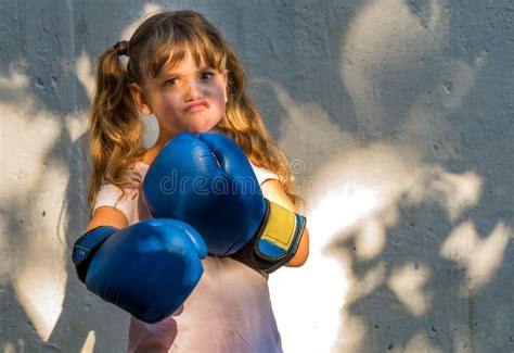 Little Girl Wearing Boxing Gloves Stock Photo Image Of Rivalry