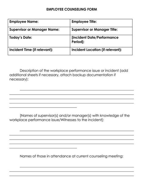 5 Free Employee Counselling Form Templates