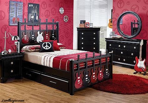 Rock N Roll Bedroom Bedroom Home Red Black Guitar Rock Style Rockstar