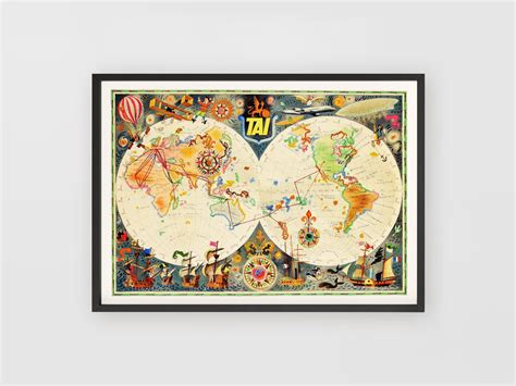 World Map Poster Poster Art Old World Maps Vintage World Maps