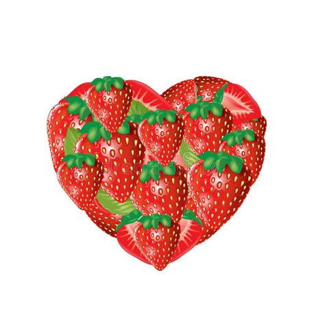 Small Strawberry Heart Shape Isolated Stock Vector Illustration Of