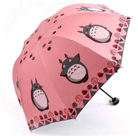 Brand Japanese Totoro Umbrella Rain Sun Uv Umbrellas For Women Female Three Folding Windproof