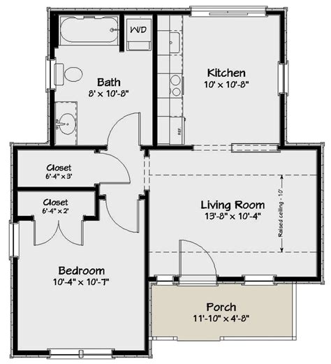 House Plan 1502 00002 Cottage Plan 550 Square Feet 1 Bedroom 1 Bathroom
