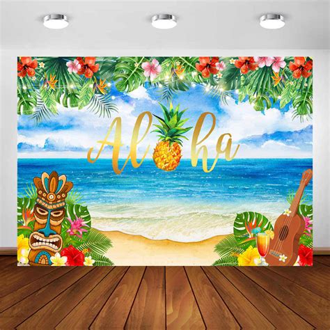 Aloha Luau Party Backdrop For Tropical Hawaiian Beach Photography