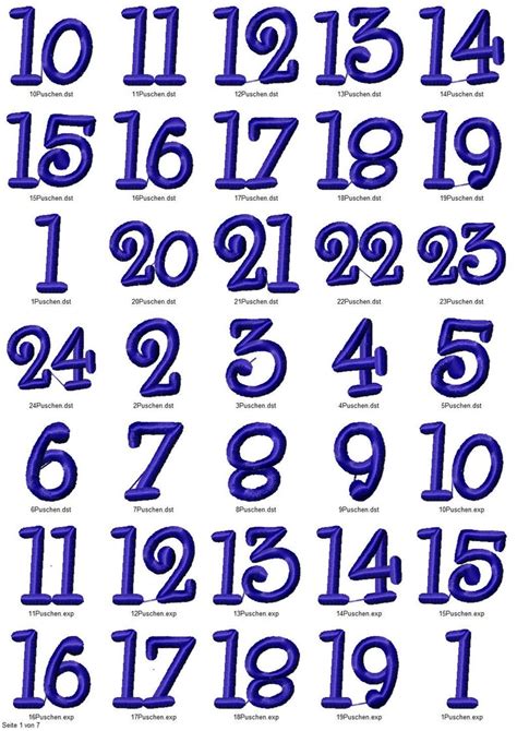 Embroidery File Numbers 1 24 Advent Calendar Etsy