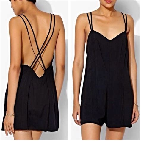 Silence And Noise Black Strappy Romper Rompers Strappy Romper Black Romper