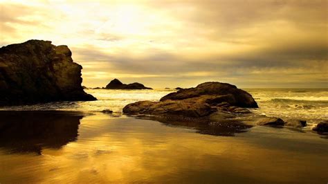 wallpaper sunlight landscape sunset sea bay rock nature shore sand reflection sky