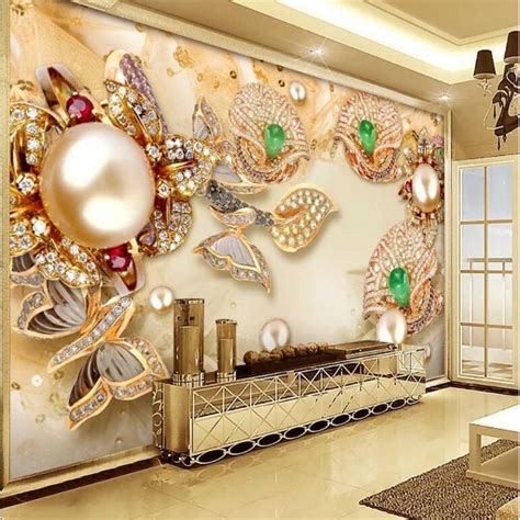 Beibehang Large Custom Wallpapers 3d Stereo Gold Glasses Diamond