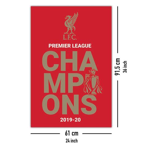 The bottom consists of red geometrical figures on which the full. Poster Liverpool FC - Logo P. L. Champions 2019/2020, sur Close Up