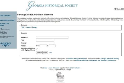 How To Search The Archival Collections Finding Aid Georgia Historical