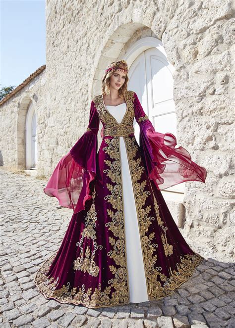 Damson Color Female Ottoman Kaftan Maxi Dress Turkeyfamousfor