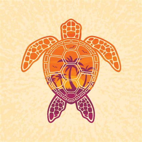 Tropical Sunset Sea Turtle Design John Schwegel