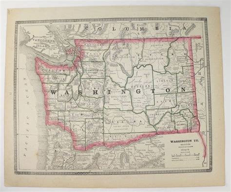 Vintage Oregon Map Washington Territory Map 1885 Cram Map Etsy