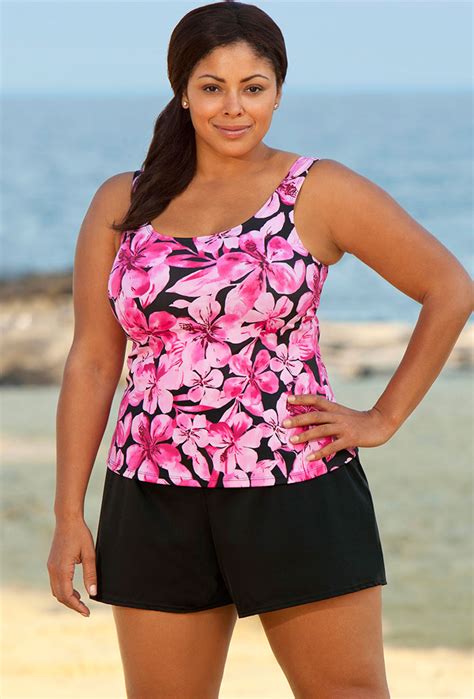 Beach Belle Honolulu Pink Plus Size Tank Shortini Plus Size Swimwear My Xxx Hot Girl