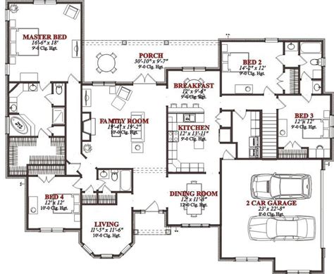 Lovely 4 Bedroom Floor Plans For A House New Home Plans Design