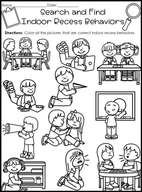 Behavior Search And Find Activities Back To School Kindergarten
