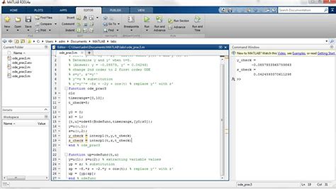 Matlab Numeric Ode Solutions
