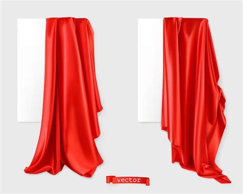 Premium Vector Red Curtain Drapery Fabric 3d Realistic