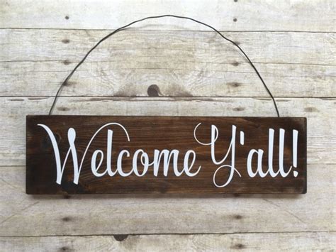 Items Similar To Welcome Yall Sign Rustic Wood Welcome Yall Sign