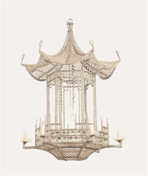 A Pair Of Italian Pagoda Form Six Light Chandeliers 20th Century