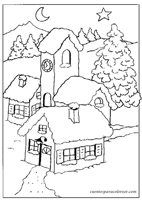 Dibujos para colorear paisajes navideños