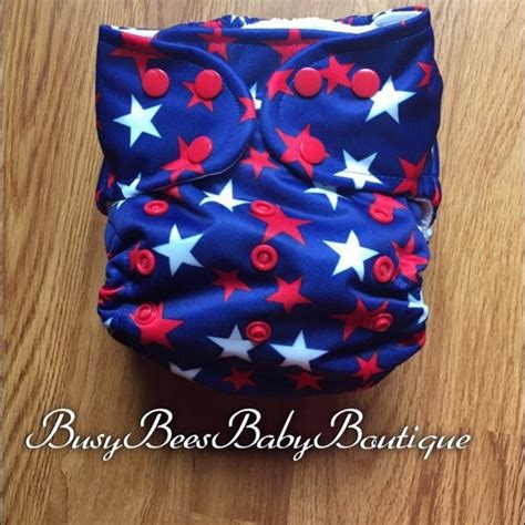 Onesize Cloth Diaper Blue With Red Stars By Busybeesbabyboutique