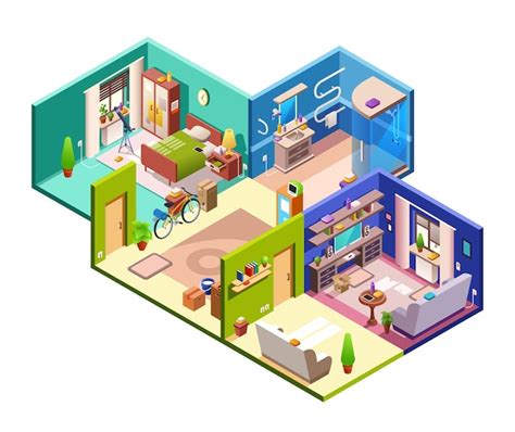Apartments Cross Section Illustration Of Modern Flat Plan Vector
