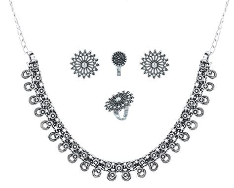 Bollywood Oxidized Silver Plated Handmade Party Wear Adjustable S Hook