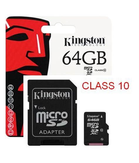 Kingston 64gb Micro Sd Xc Class 10 Memory Card With Adapter Memory