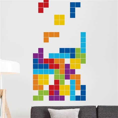Tetris Game Retro Wall Sticker Home Decor Bedroom Living Room Kitchen