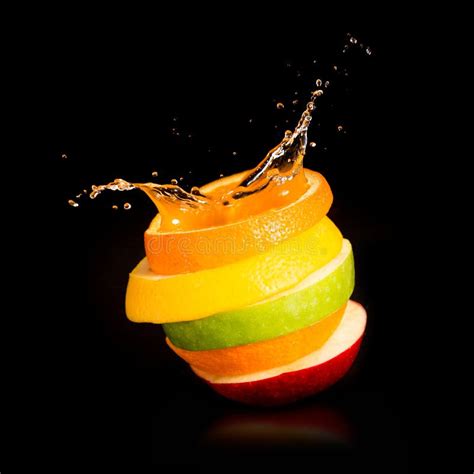 Apples Orange And Citrus Fruit Splash Juice Stock Photo Image Of