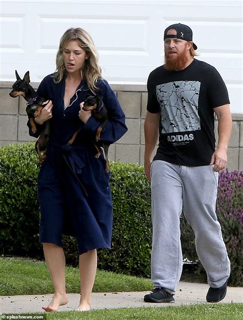 Dodgers Justin Turner Goes Casual As His Wife Dons A Rob For A Walk As
