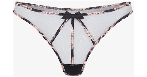 Agent Provocateur Synthetic Ellise Tiger Trim Mesh Thong In White Lyst