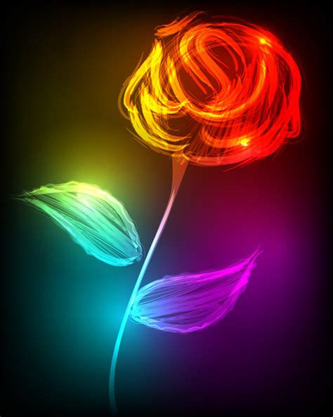 Set Of Neon With Flowers Vector Graphic Vectors Graphic Art Designs In