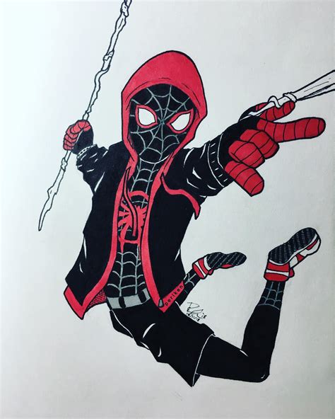 Miles Morales Swinging Into The Spider Verse My Art Rspiderman