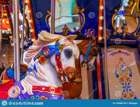 Colorful Carousel Horse Stock Image Image Of Rides 135580129